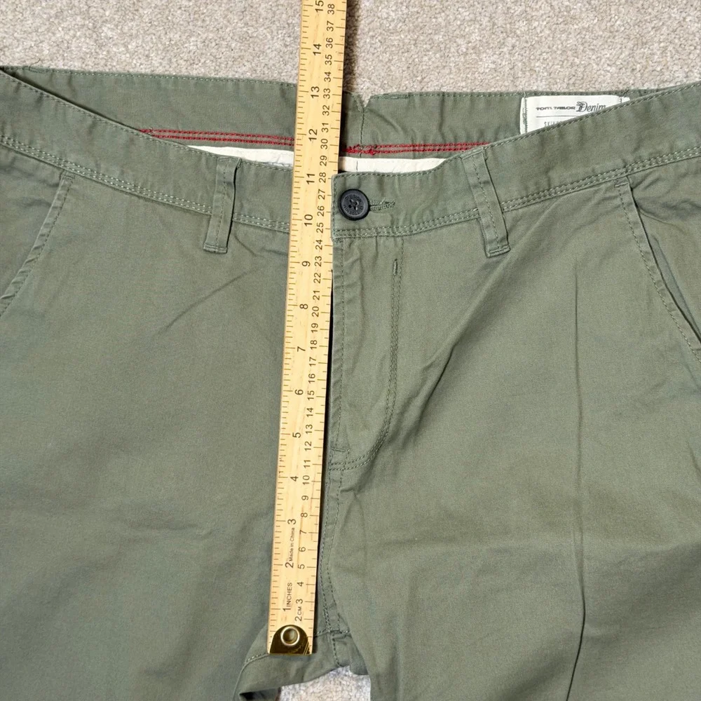 Tom Tailor Denim Chino Pants Men 36x34(*36x32) Olive Green Skinny Stretch Cotton